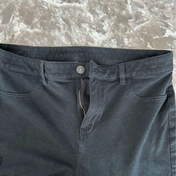 American Eagle Next Level Stretch Pants 16L Black Belt Loops Button Zipper Close - Picture 8 of 11